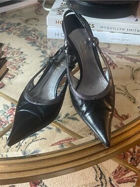 Cole Haan Made in Italy Leather Pointed Toe Slingback Heels 8.5
